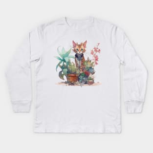 Cute Bengal cat Kids Long Sleeve T-Shirt